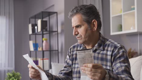 Confused-man-staring-at-high-priced-bill.-household-budget.