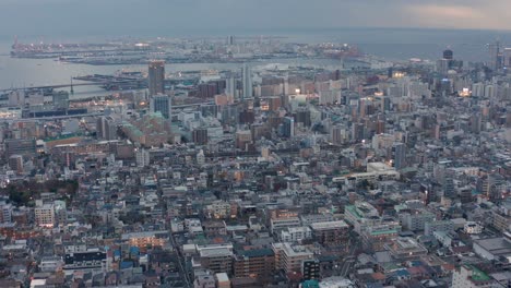 Panorámica-4k-Sobre-Kobe,-Japón