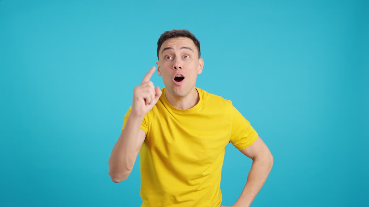 Man in Yellow Shirt with Various Expressions