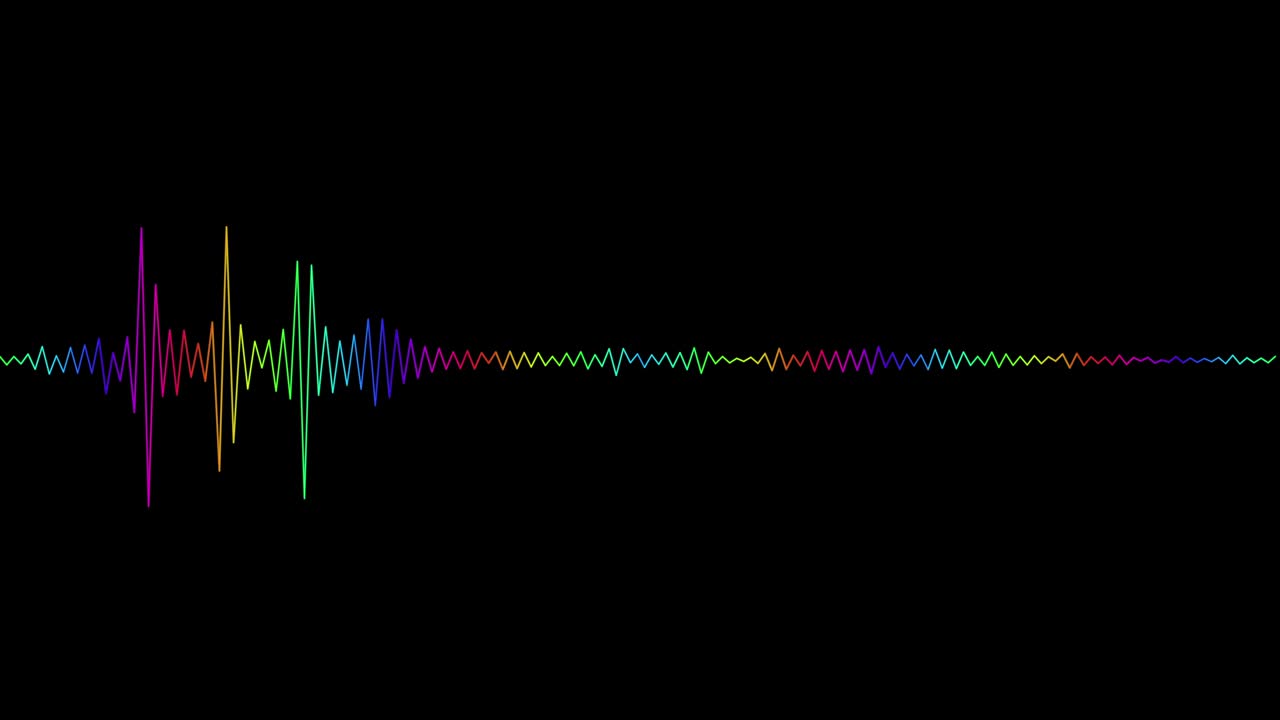 Abstract spectrum line bounce spectral wave design on black background vibrating wave form. Audio spectrum simulation for music futuristic animation.