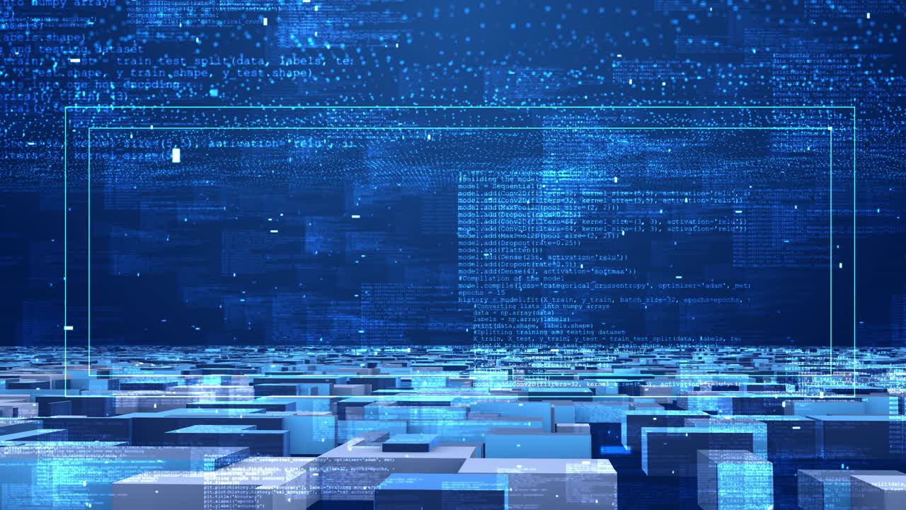 Futuristic technology animation science fiction digital background with transparent screen surface