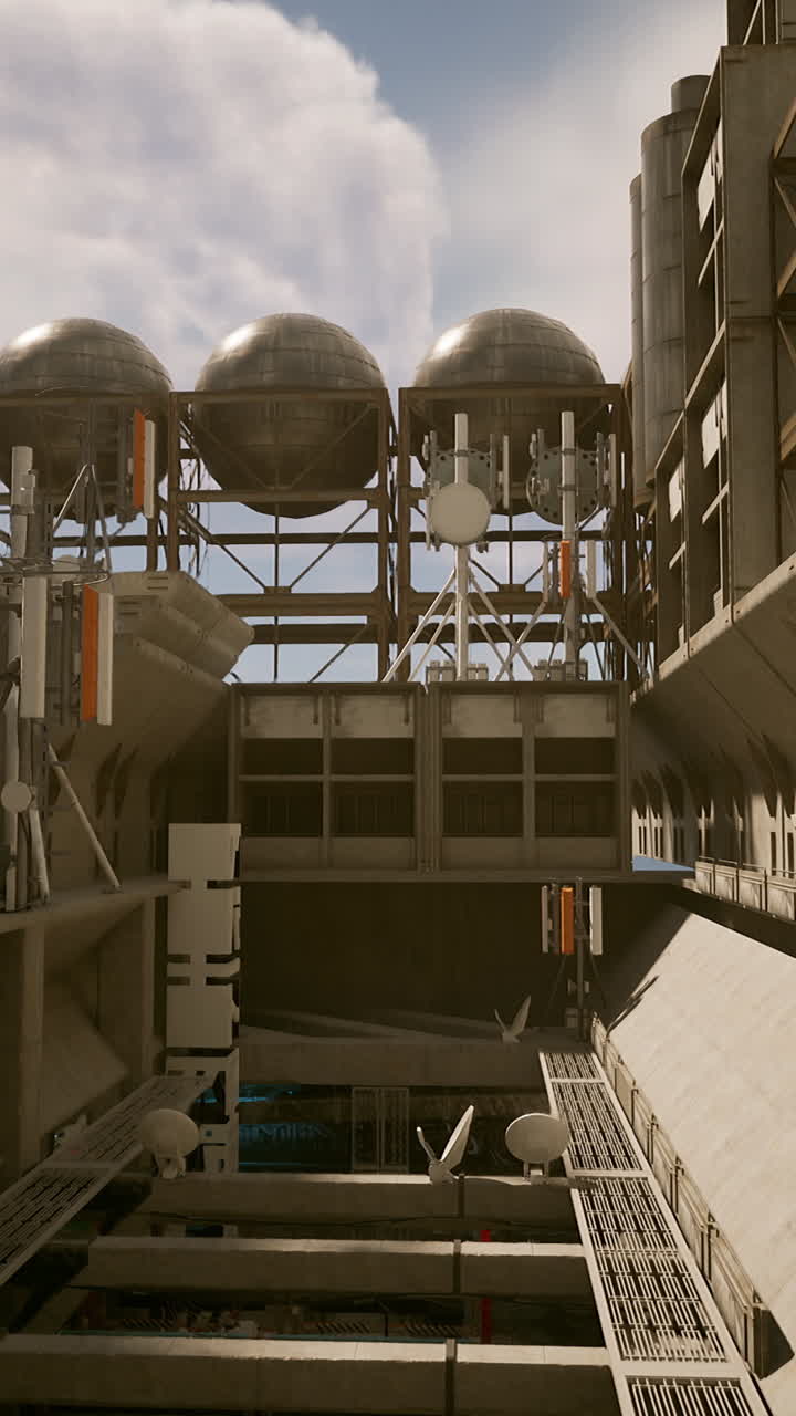 기하학적 건물과 함께 미래의 도시 풍경