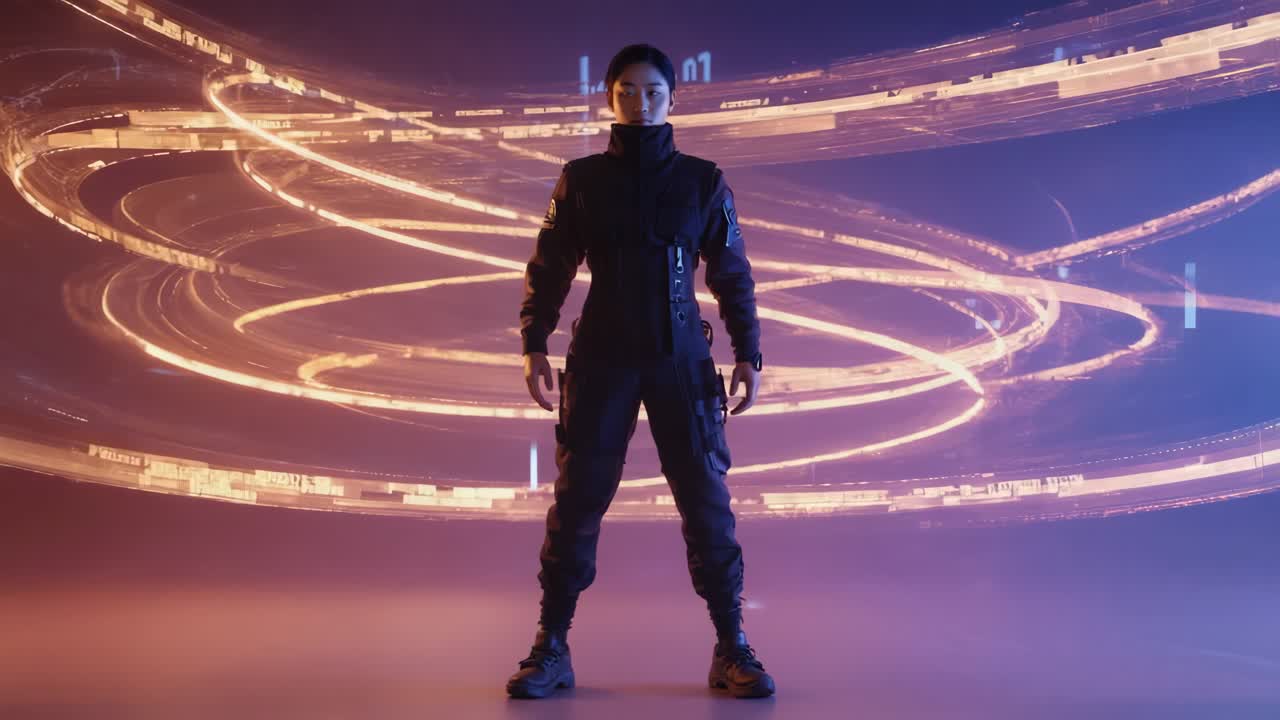 A futuristic woman in a cyberpunk setting