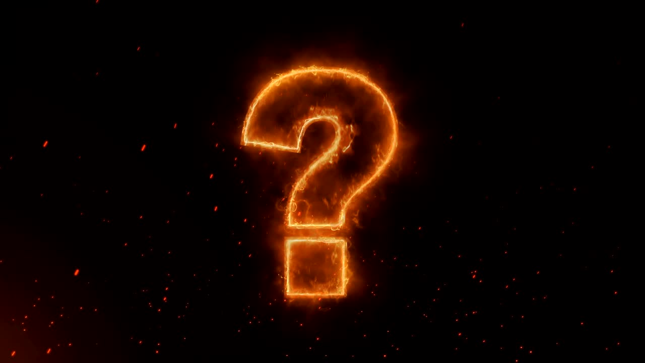 pregunta palabra caliente quema en el fuego realista llamas chispas y humo continua sin problemas de bucle de animación