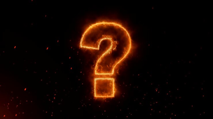 Question ? Word Hot Burning on Realistic Fire Flames Sparks And Smoke continuous seamlessly loop Animation