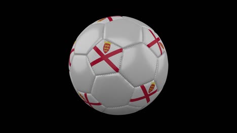 parroquias de la bandera de jersey en la pelota gira en la transparencia alfa, bucle