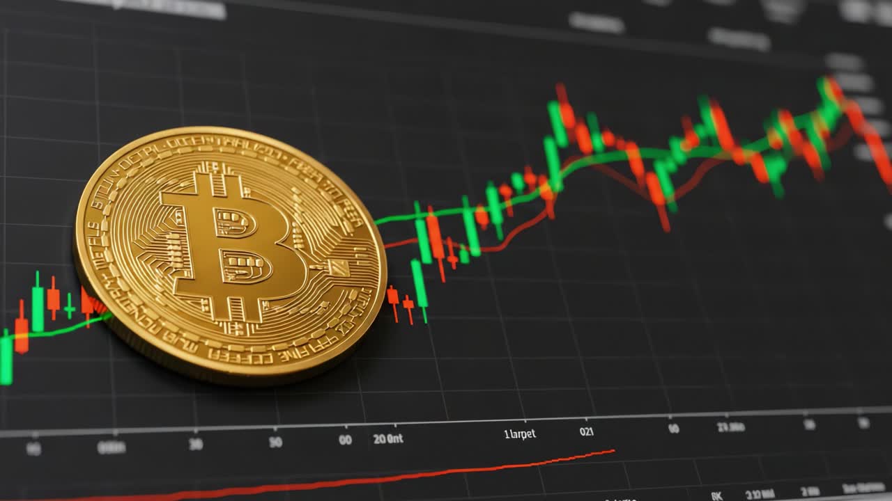 Bitcoin Cryptocurrency Market Analysis: Exploring Price Trends and Volatility Through Graphical Representations and Gold-Symbolizing Coins