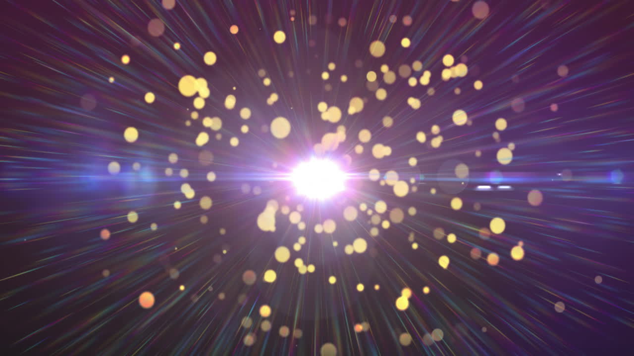 검은색 배경 위에 움직이는 반이는 빛 점의 애니메이션