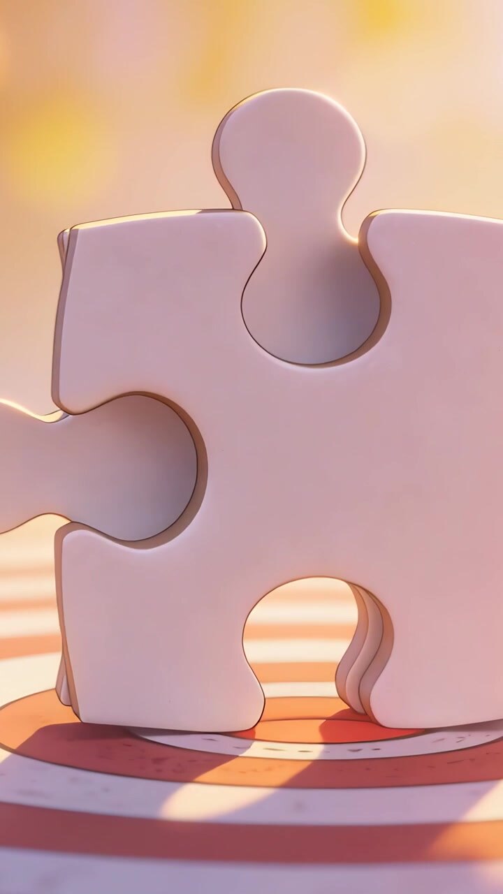 Video verticale: Facendo scorrere il terzo pezzo da sinistra, pezzi di puzzle bianchi si incastrano, formando un'unità.