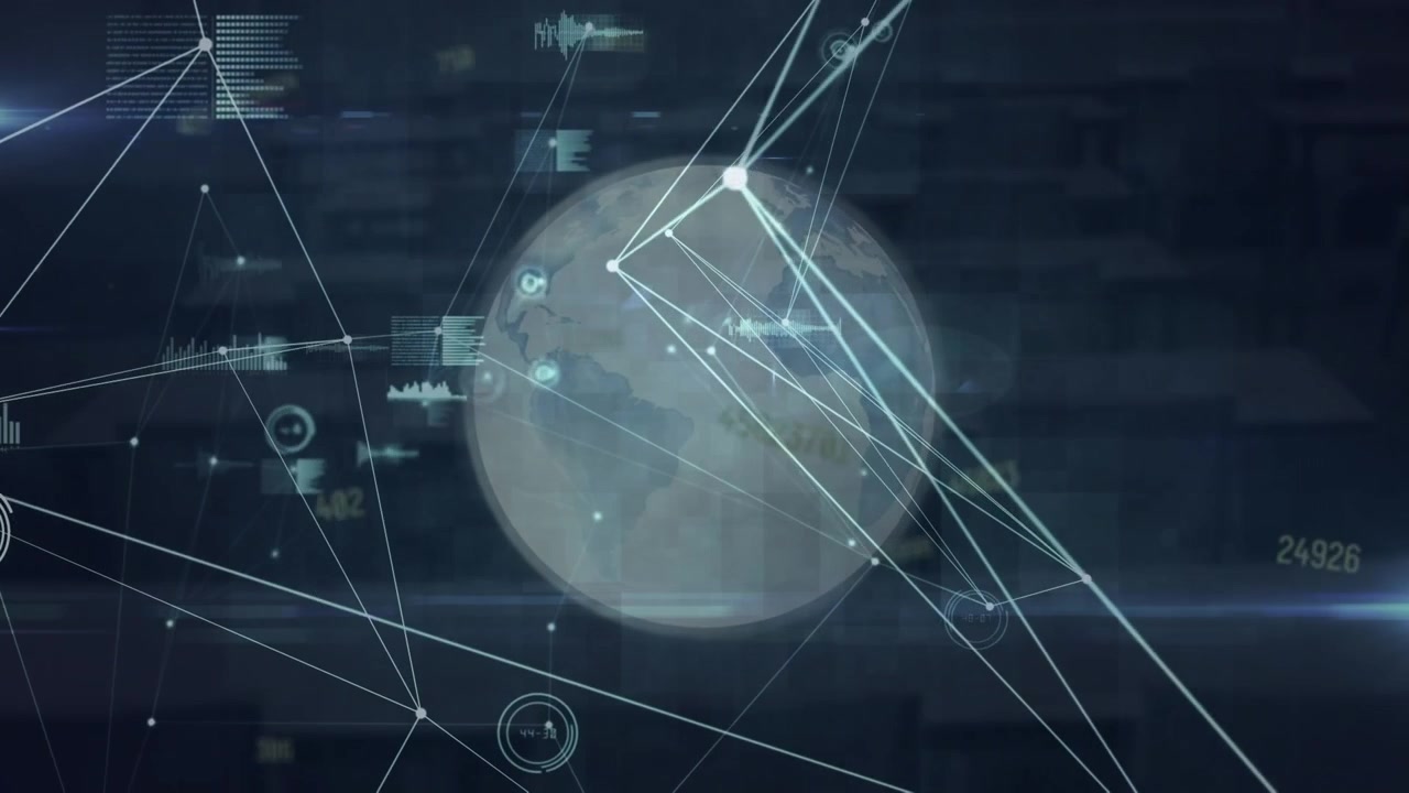 Animation of connections over globe and navy background