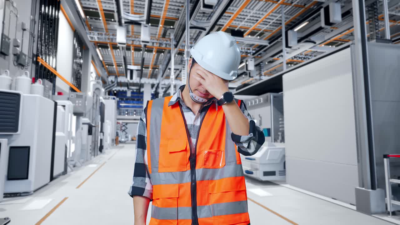 스트레스를 받는 공장 노동자