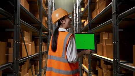 warehouse worker using a laptop