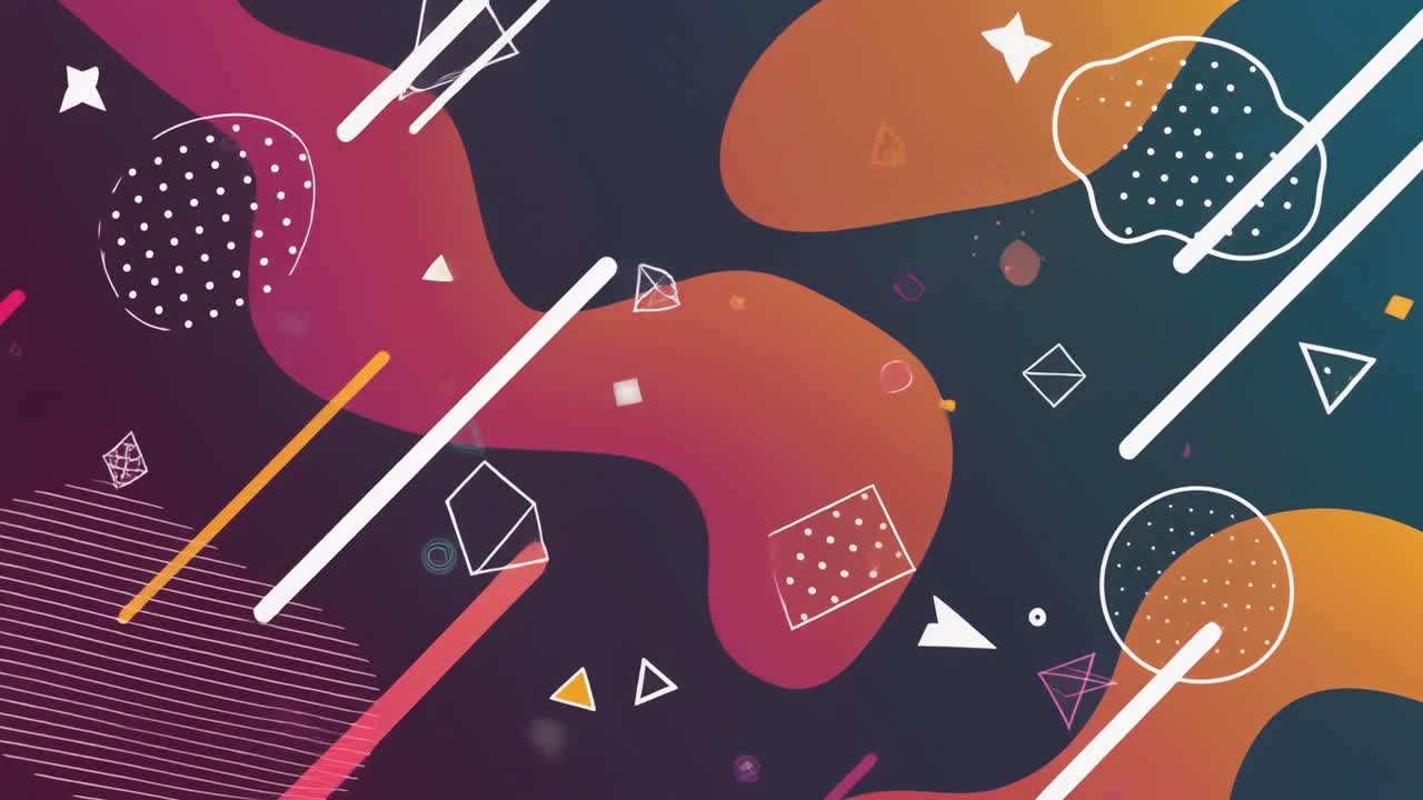 Abstract Motion Graphics Background with Colorful Fluid Shapes and Geometric Elements