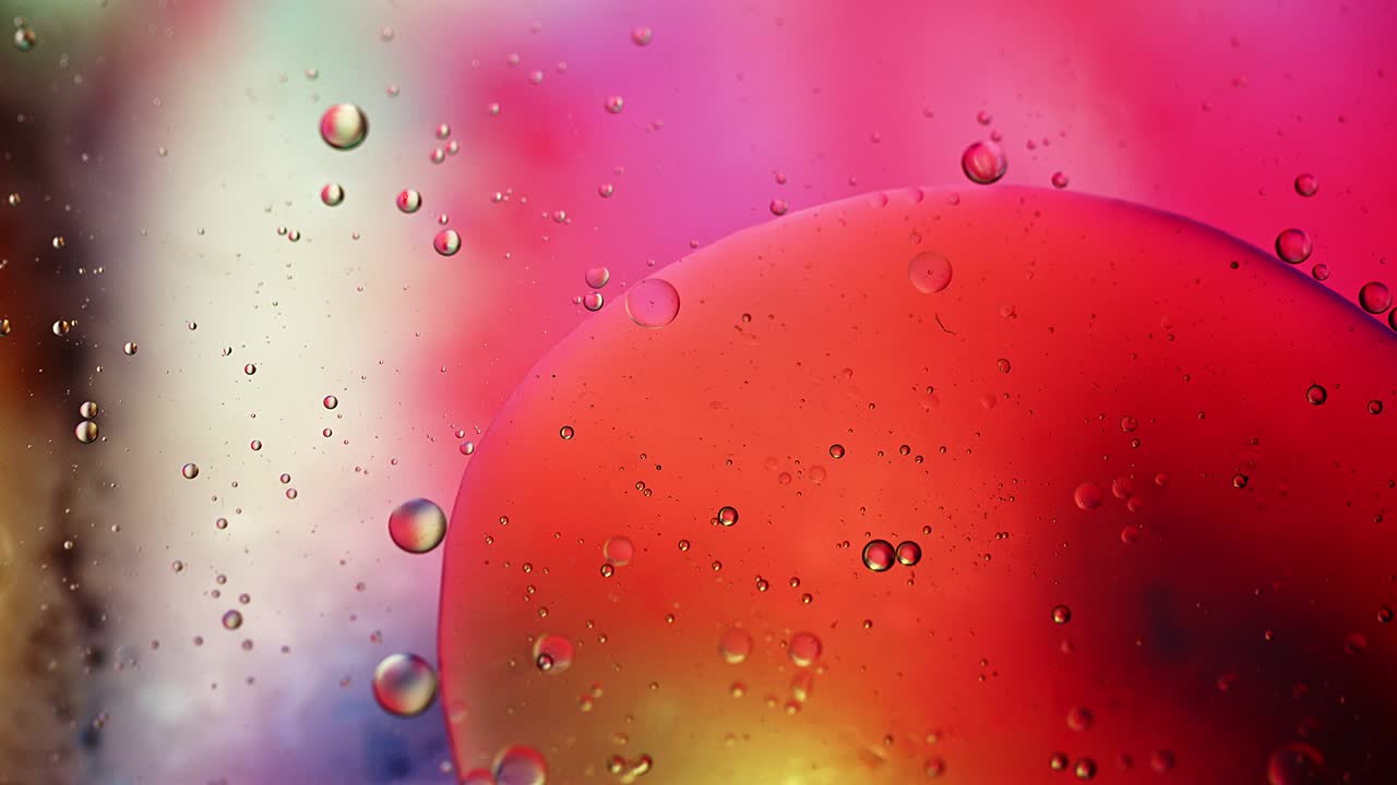 abstract colorido alimentos gotas de aceite burbujas y esferas que fluyen