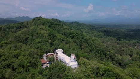 la vista aérea del edificio blanco es muy sorprendente debido a los árboles densos
