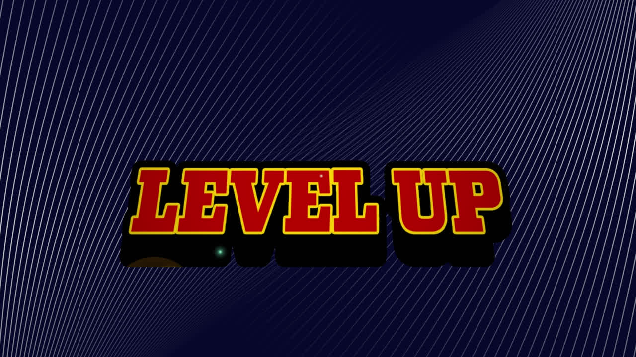 Animation of level up text over moving lines