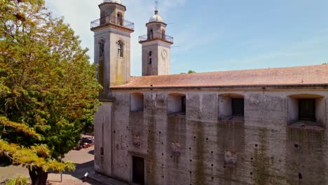 basilica church of the blessed sacrament in colonia del sacramento, uruguay - aerial