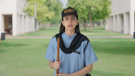 Angry-Indian-female-security-guard-arguing-with-someone