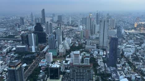 aerial view of bangkok skyline at dusk