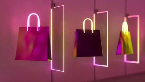 neon shopping bags