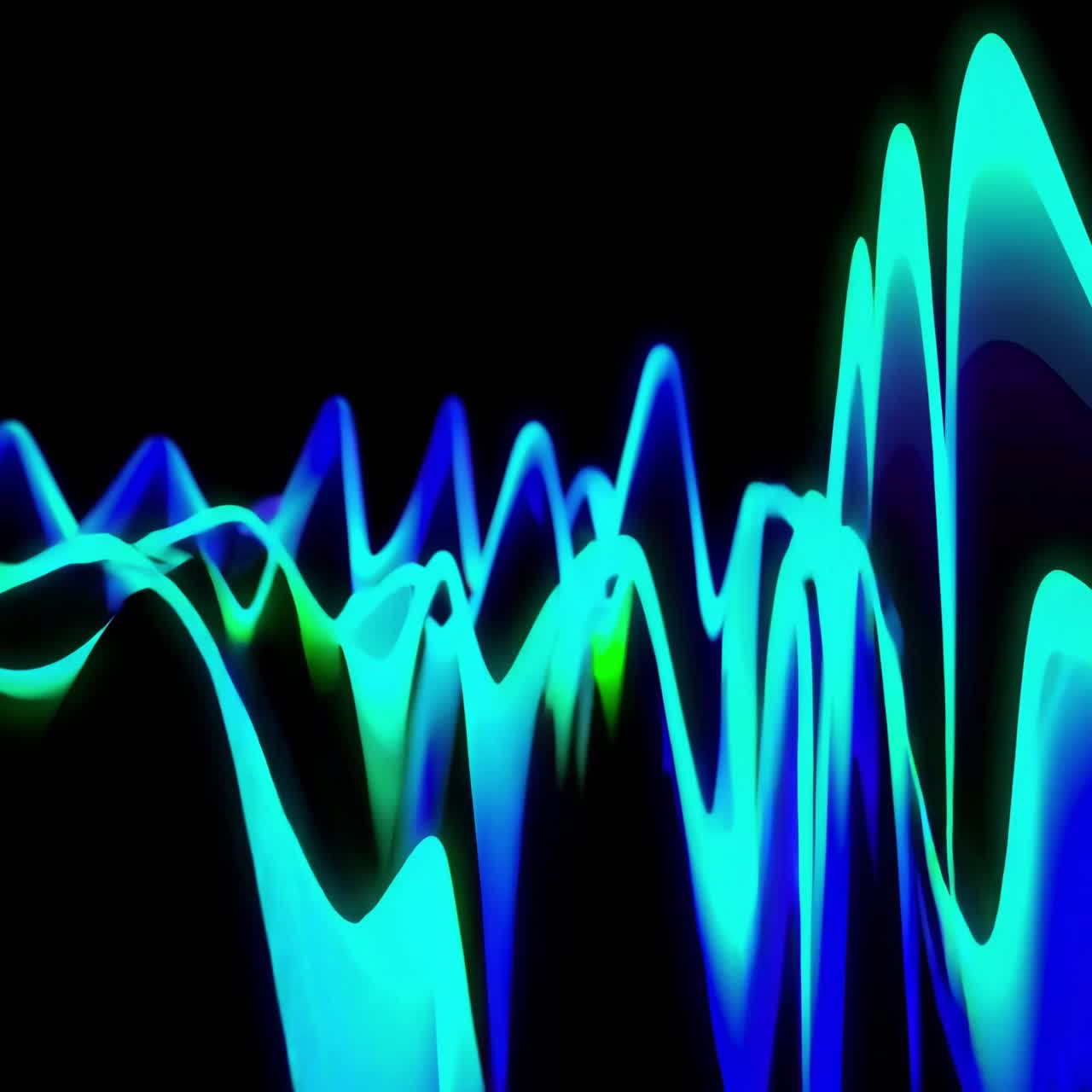 Abstract video concept with vibrant blue and green light waves