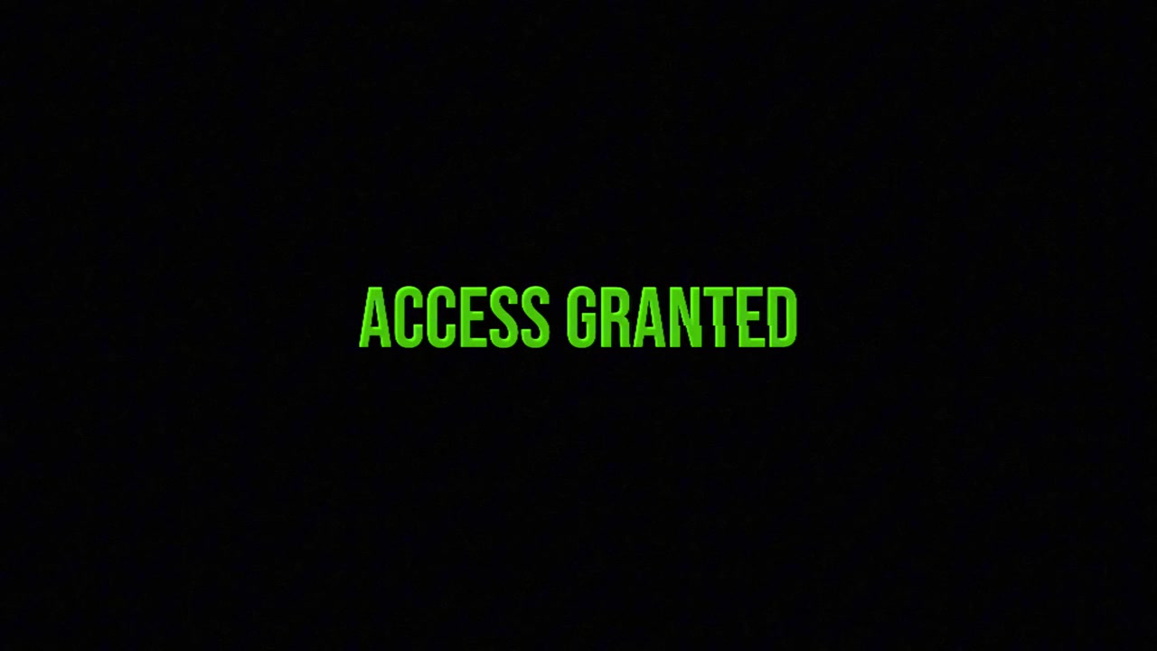 Digital Glitch Text Animation Displaying Access Granted