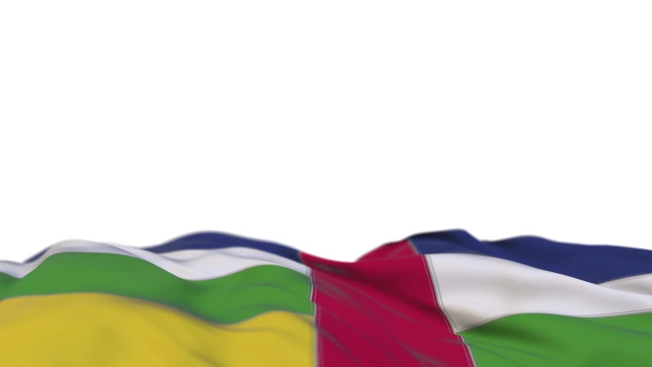 중앙아프리카 공화국의 천 발이 바람에 흔들리고, 중앙아프리카공화국의 봉제 은  발은 바람에 휘어지고, 반 채워진 색 배경, 텍스트를 위한 장소, 20 초 루프.