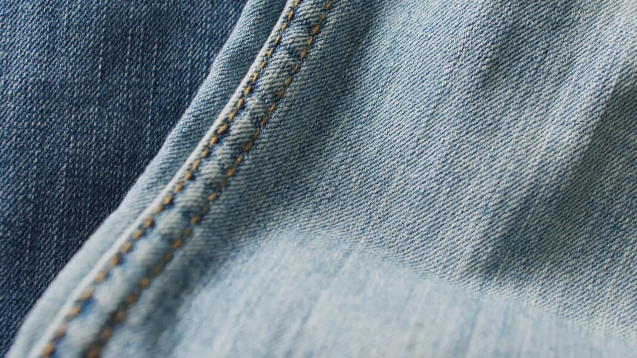Close up of jeans with different shades with copy space