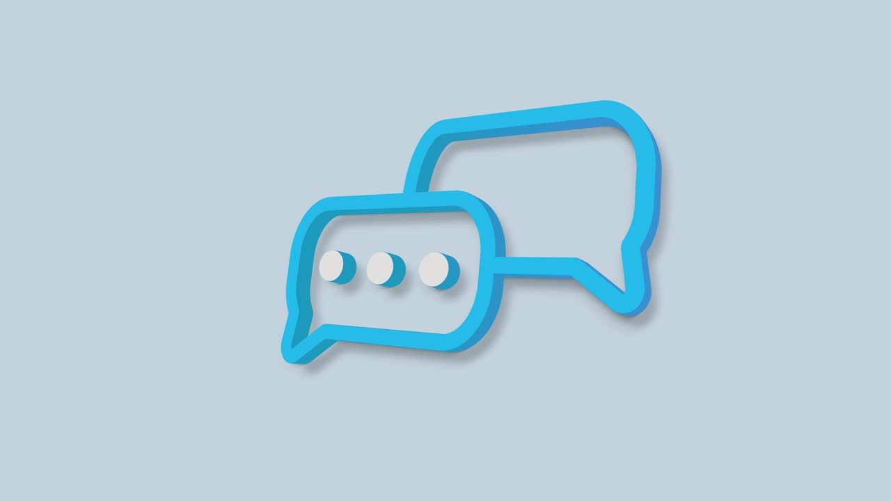 Speech bubble chat 3d icon isolated on blue background. Message icon. Communication or comment chat symbol. 4K