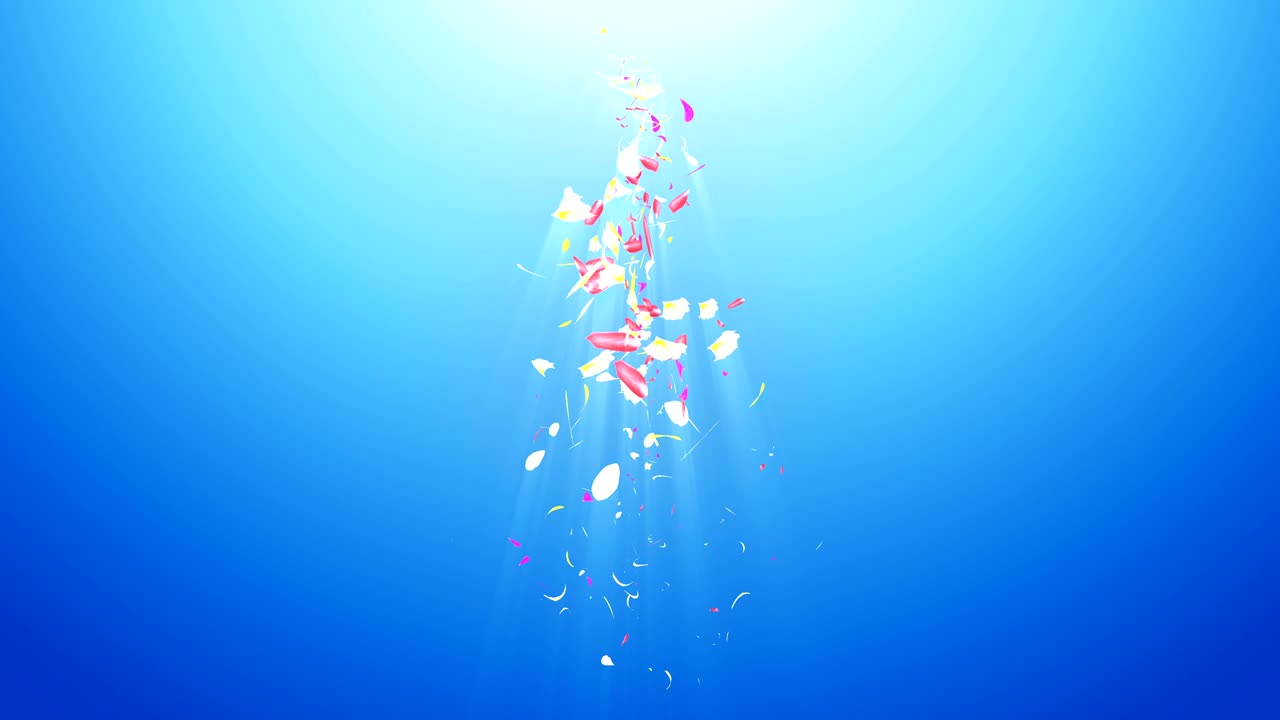 화려한 잎자루, 나선형 반이는 꽃잎, 꽃 모양, 예쁜 춤추는 꽃잎, 회전하는 꽃잎에서 소용돌이, 추상적인 루프 애니메이션.