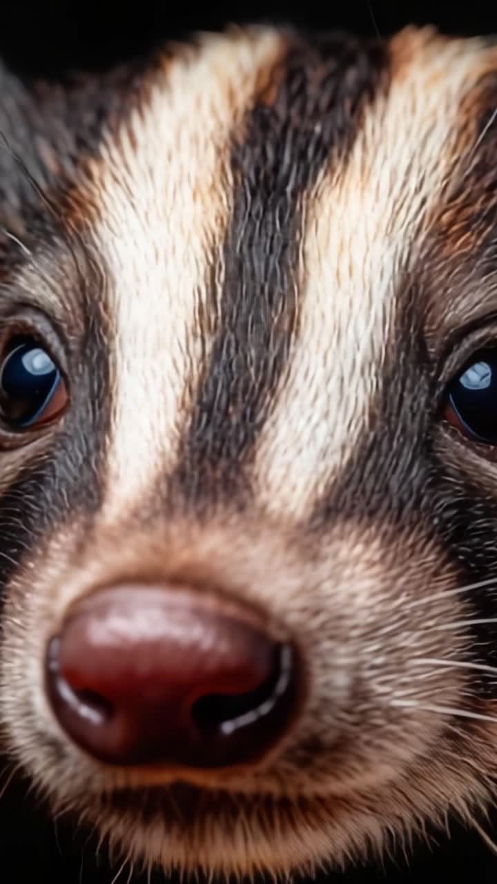Una mirada de cerca a los rasgos expresivos de un tejón: descubriendo los intrincados patrones y la emoción en sus ojos.
