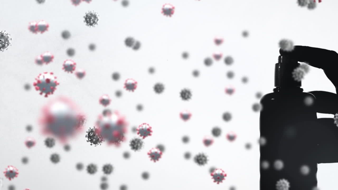 células de covid-19 que se mueven contra un anciano con su bastón