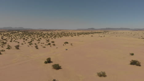 coche conduciendo solo en la distancia en el desierto