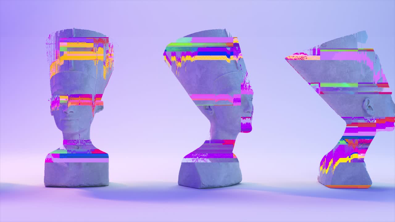 glitch digital busto egipcio