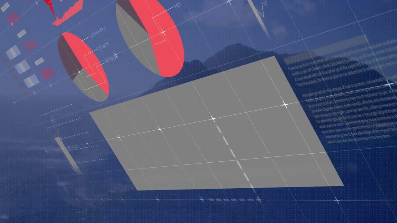 보라색 배경에 금융 데이터 처리의 애니메이션