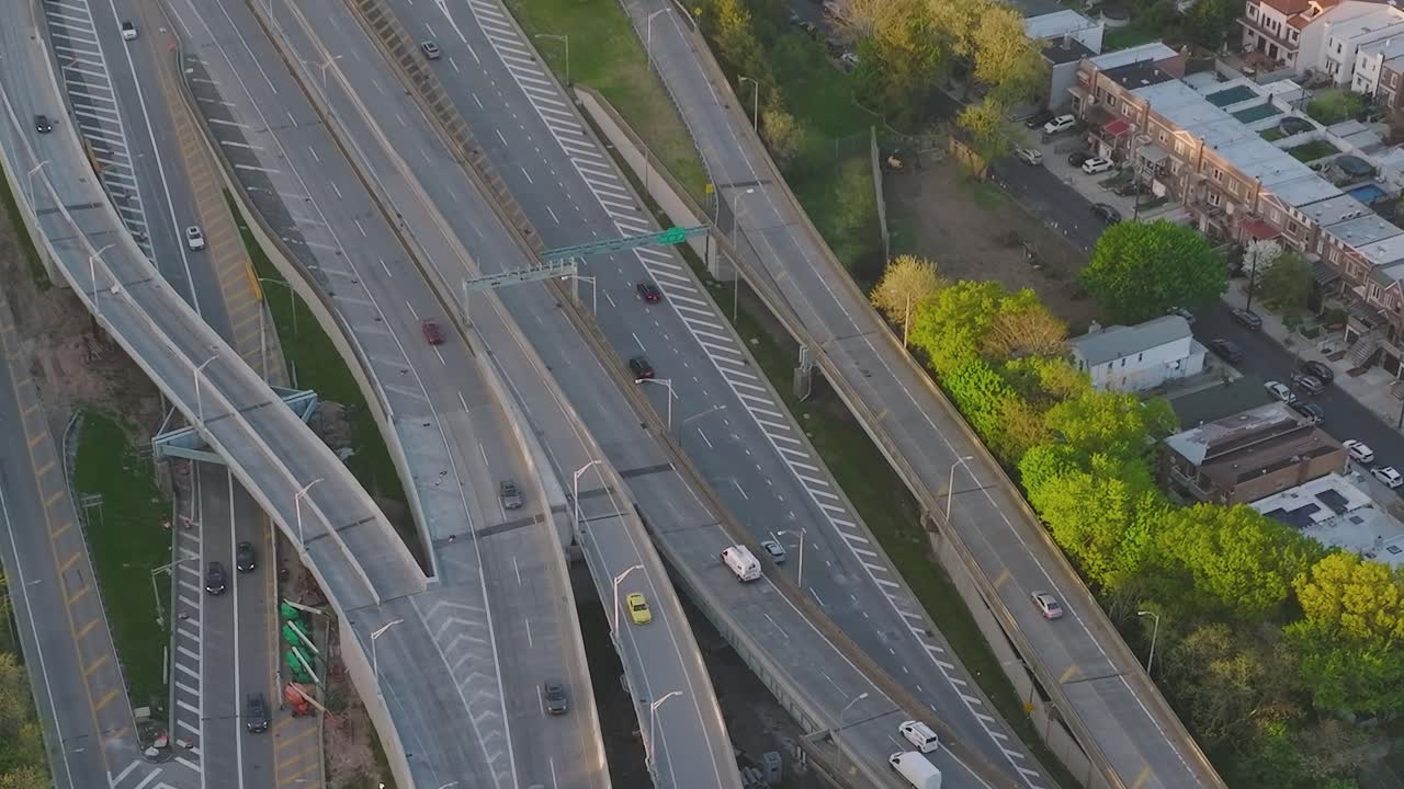 Aerial view of highway and traffic