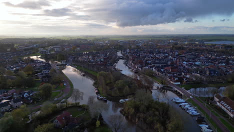 Aerial-view:-city-of-Dokkum-with-the-church-in-the-center