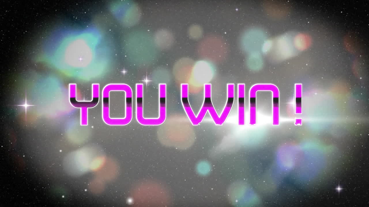 검은 바탕에 렌즈 플레어에 대한 호소와 함께 텍스트를 이기는 애니메이션