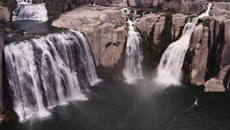 spectacular panoramic view of shoshone falls flowing down to snake river in twin falls county, idaho