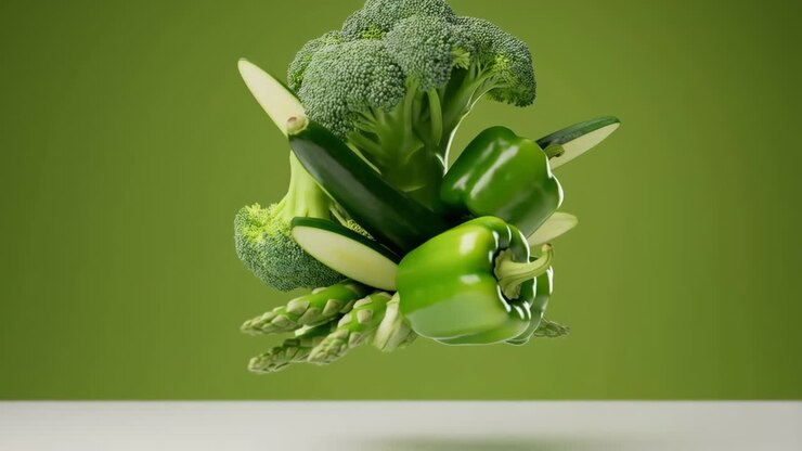 Assortment of Fresh Green Vegetables Floating