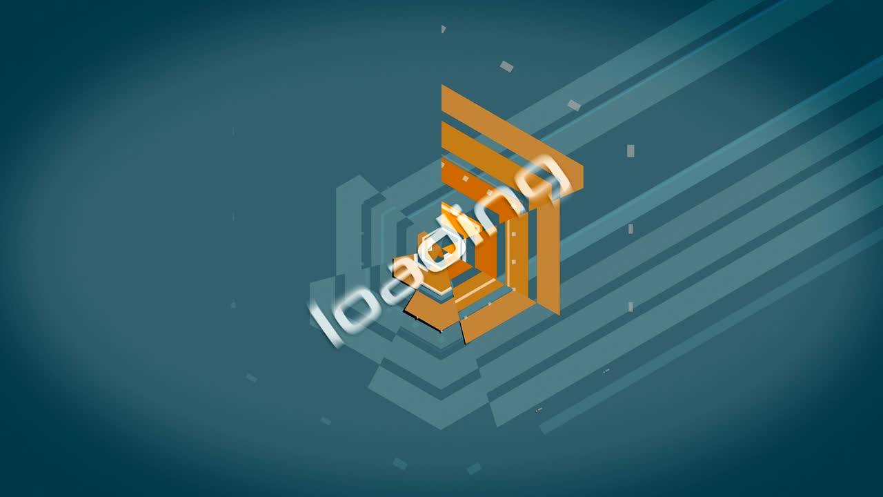 Vector color spinning abstract geometric banner. Retro style. Loop. Version with text LOADING.