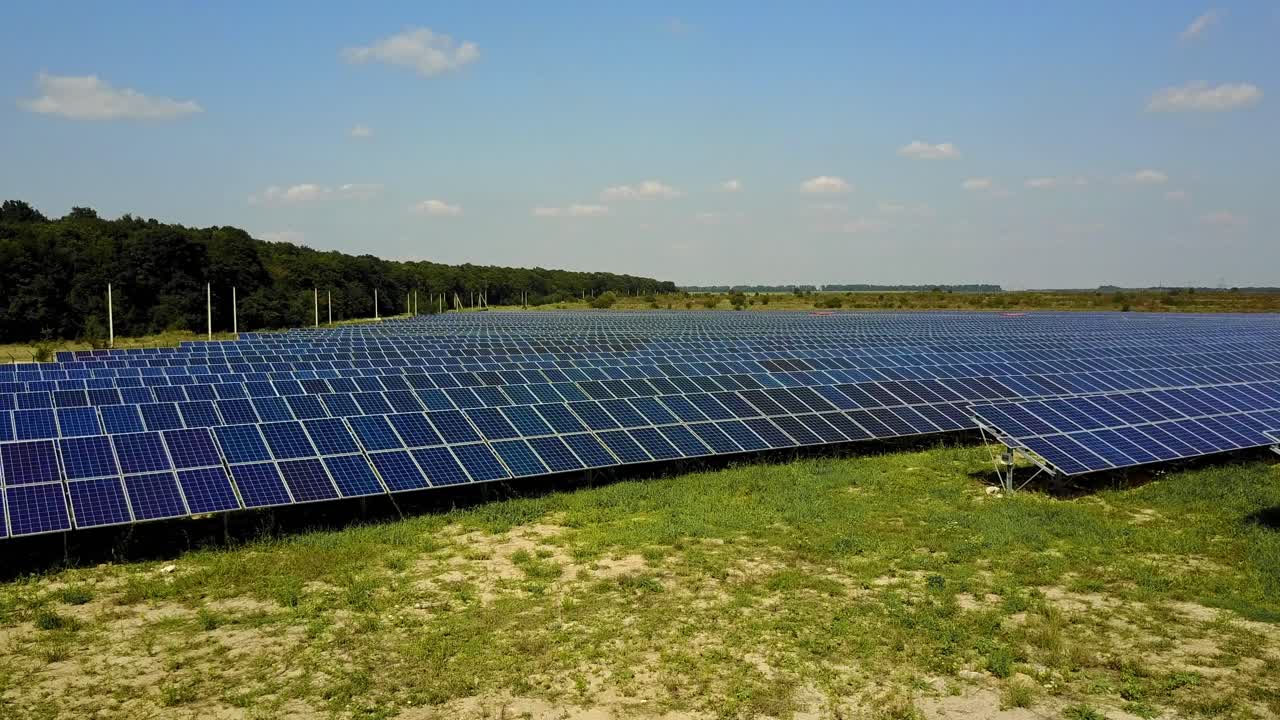 Modern Solar Station. Solar cells in power station renewable energy from nature