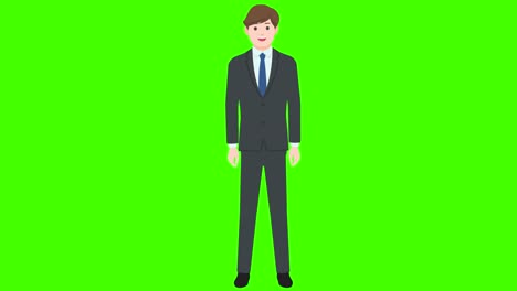 talking businessman isolated on green background