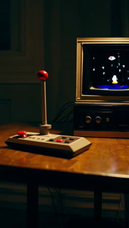 vintage video game console and joystick