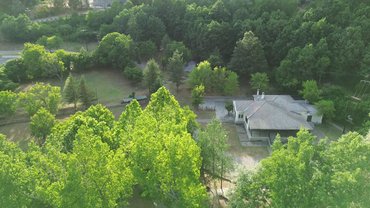 Nestorio River Party music festival camping Greece holiday park empty aerial drone