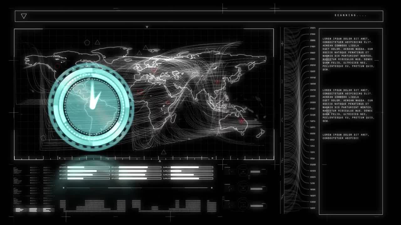 디지털 화면에서 시계, 스 ⁇  스캐닝 및 데이터 처리의 애니메이션