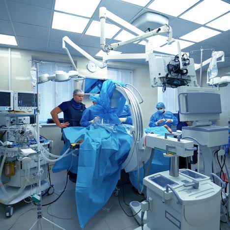 operation room at hospital. surgery medical team operating in surgery room of the hospital