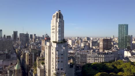 aerial shot of kavanagh building and retiro district skyline in buenos aires