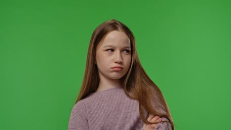 disappointed girl on green screen