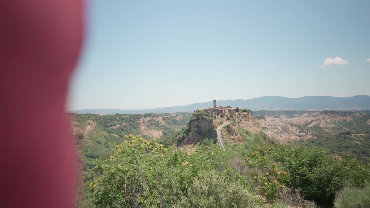 View of Civita di Bagnoreggio with panorama